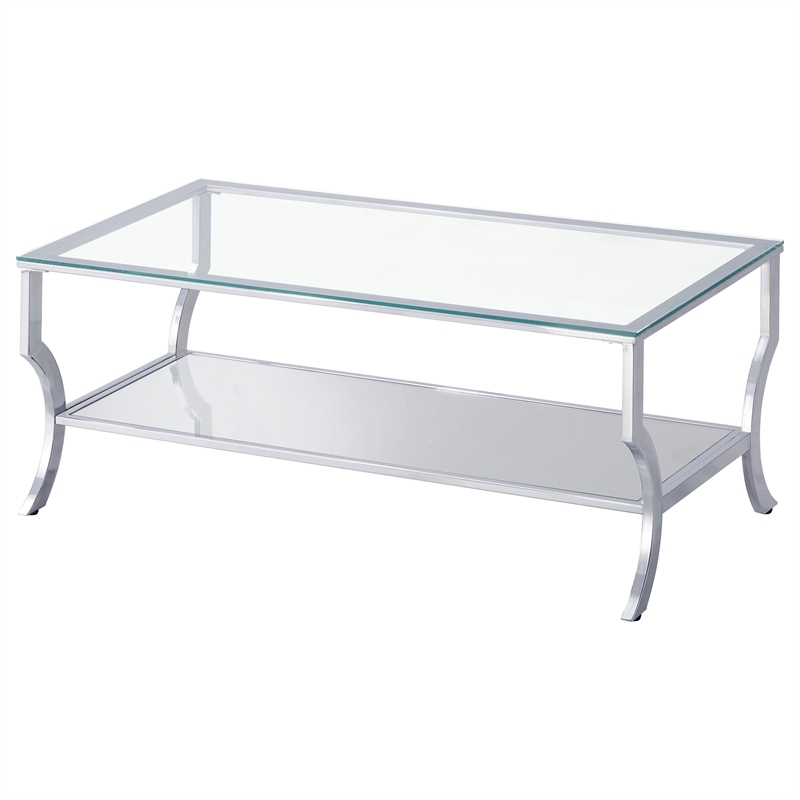Pemberly Row 2-Piece Glass Coffee & End Table Set with Chrome Finish