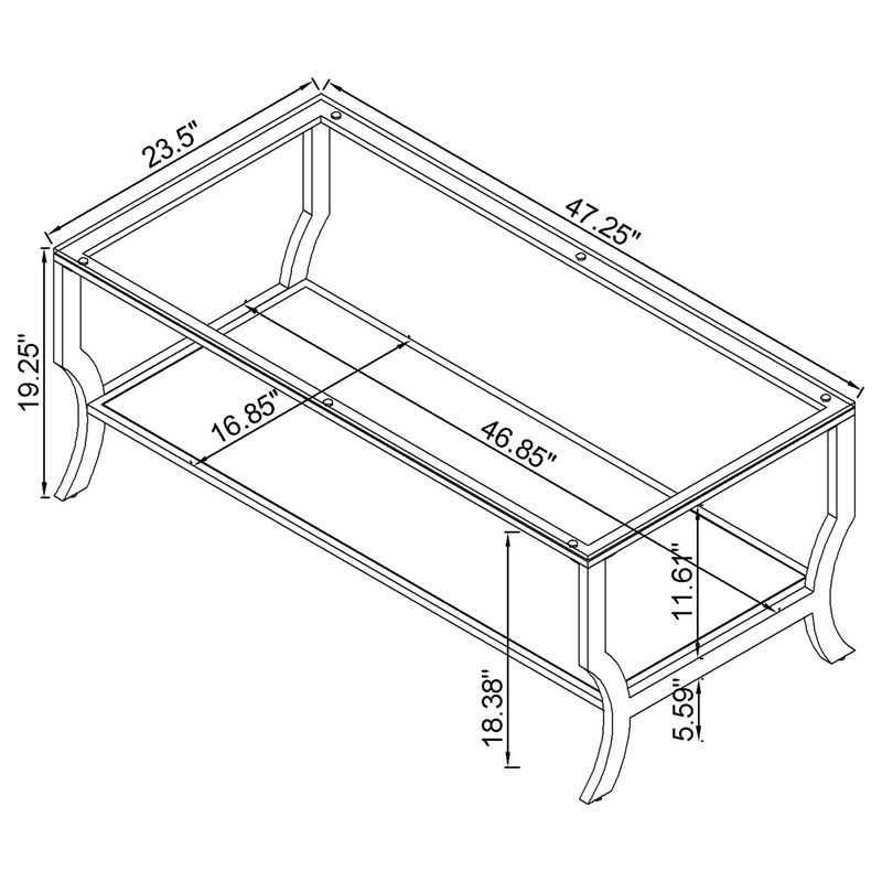 Pemberly Row 2-Piece Glass Coffee & End Table Set with Chrome Finish