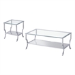 Pemberly Row 2-Piece Glass Coffee & End Table Set with Chrome Finish