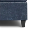 Pemberly Row Square Coffee Table Storage Ottoman in Blue Vegan Faux Leather