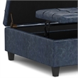 Pemberly Row Square Coffee Table Storage Ottoman in Blue Vegan Faux Leather