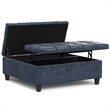Pemberly Row Square Coffee Table Storage Ottoman in Blue Vegan Faux Leather