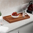 Pemberly Row Foldable Wooden Breakfast Tray with Teak Finish and Handles