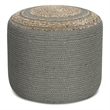 Pemberly Row Contemporary Round Braided Pouf in Dove Gray Cotton