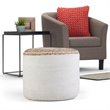 Pemberly Row Boho Round Braided Pouf in Natural Cotton