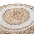 Pemberly Row Boho Round Braided Pouf in Natural Cotton