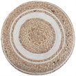 Pemberly Row Boho Round Braided Pouf in Natural Cotton