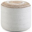Pemberly Row Boho Round Braided Pouf in Natural Cotton