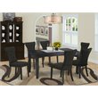 Pemberly Row 7-Piece Black Wood Kitchen Table Set with Upholstered Chairs