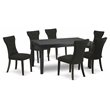 Pemberly Row 7-Piece Black Wood Kitchen Table Set with Upholstered Chairs