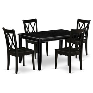 Pemberly Row 5-Piece Wood Dining Set in Black with X Back Chairs