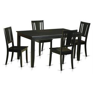 Pemberly Row 5-Piece Black Wood and Solid Seat Dining Table Set