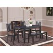 Pemberly Row 6-Piece Wood Kitchen Dining Set with Table and Bench in Black