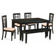 Pemberly Row 6-Piece Rubber Wood Dining Table and Bench Set in Black