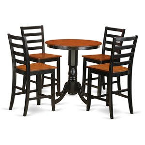 Pemberly Row 5-Piece Wood Dining Table Set in Black and Cherry Finish