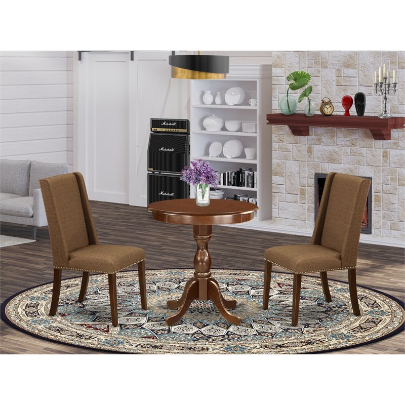 Pemberly Row 3-Piece Wood Table and Dining Chairs in Mahogany