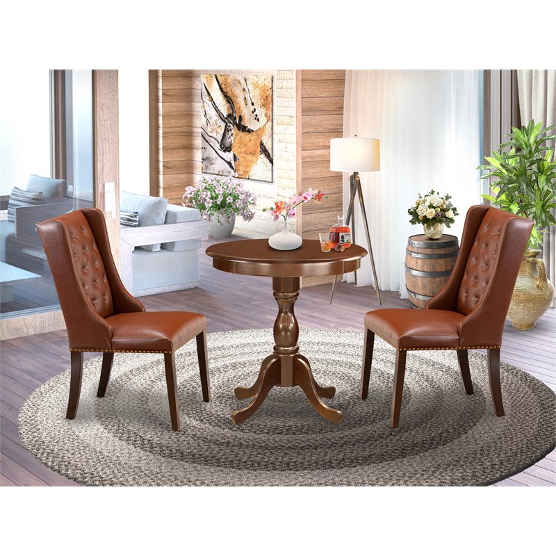 Pemberly Row 3-Piece Wood Dining Room Table Set in Mahogany