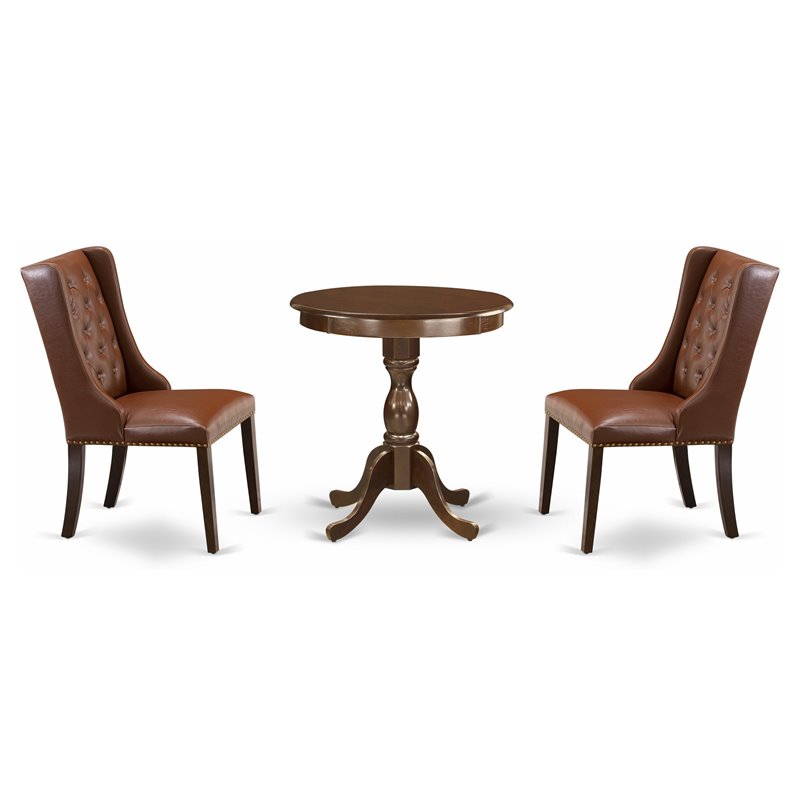 Pemberly Row 3-Piece Wood Dining Room Table Set in Mahogany