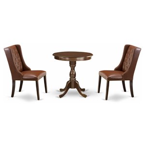 Pemberly Row 3-Piece Wood Dining Room Table Set in Mahogany