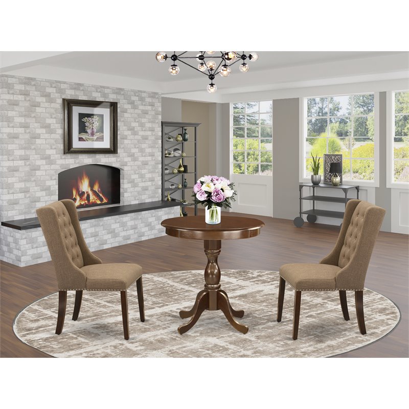 Pemberly Row 3-Piece Wood Dinette Room Table Set in Mahogany