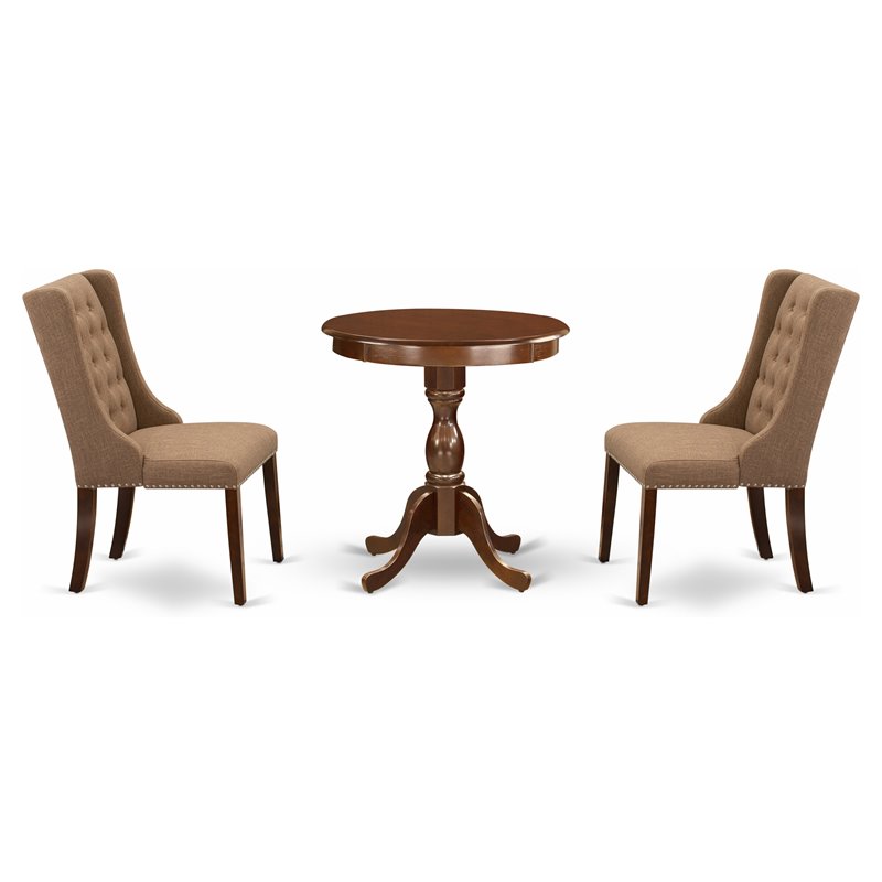 Pemberly Row 3-Piece Wood Dinette Room Table Set in Mahogany