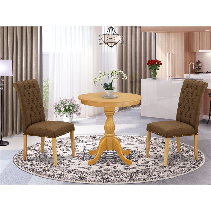 Pemberly Row 3-Piece Wood Dining Room Set in Oak Finish