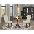 Pemberly Row 3-Piece Mahogany Wood Dining Set with Upholstered Chairs