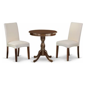 Pemberly Row 3-Piece Mahogany Wood Dining Set with Upholstered Chairs