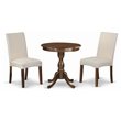 Pemberly Row 3-Piece Mahogany Wood Dining Set with Upholstered Chairs