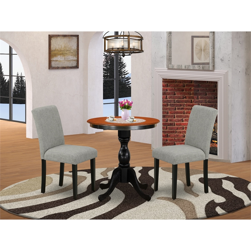 Pemberly Row 3-Piece Dining Set with Table and 2 Chairs Wooden Cherry Top