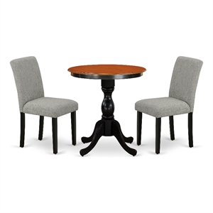 Pemberly Row 3-Piece Dining Set with Table and 2 Chairs Wooden Cherry Top