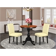 Pemberly Row 3-Piece Dining Set with PU Leather High Back Chairs Cherry Top