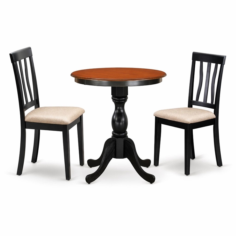 Pemberly Row 3-Piece Dining Table Set with Slatted Back Chairs Cherry Top