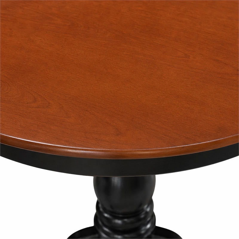 Pemberly Row 3-Piece Dining Table Set with Slatted Back Chairs Cherry Top