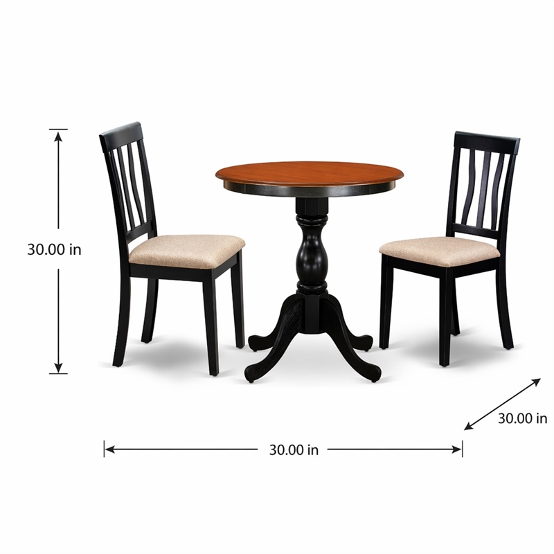 Pemberly Row 3-Piece Dining Table Set with Slatted Back Chairs Cherry Top