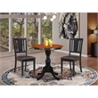 Pemberly Row 3-Piece Dining Table Set with PU Leather Chairs Black Finish