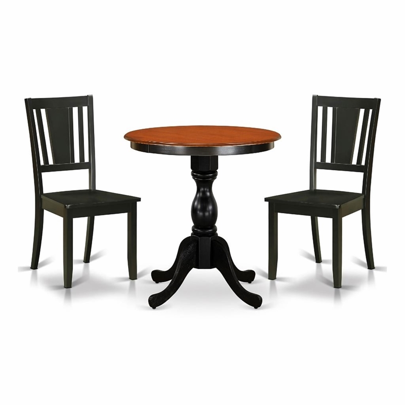 Pemberly Row 3-Piece Wooden Dining Table Set with Slatted Back Black