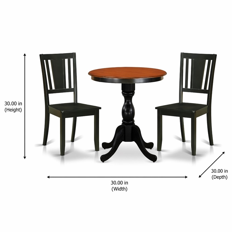 Pemberly Row 3-Piece Wooden Dining Table Set with Slatted Back Black