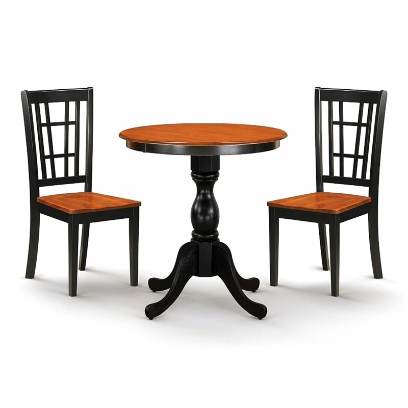 Pemberly Row 3-Piece Wooden Dining Table Set with Slatted Chairs