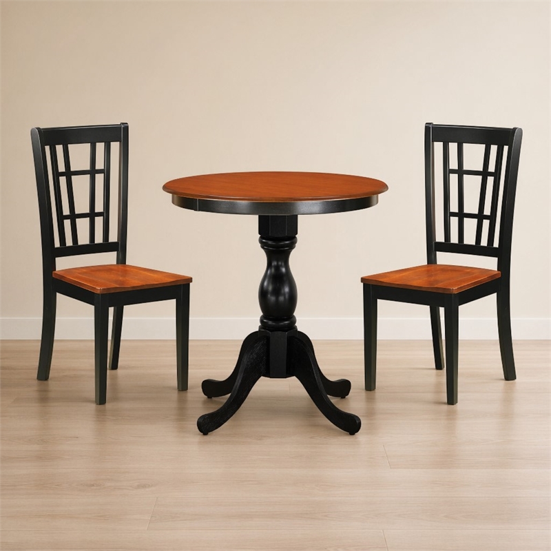 Pemberly Row 3-Piece Wooden Dining Table Set with Slatted Chairs