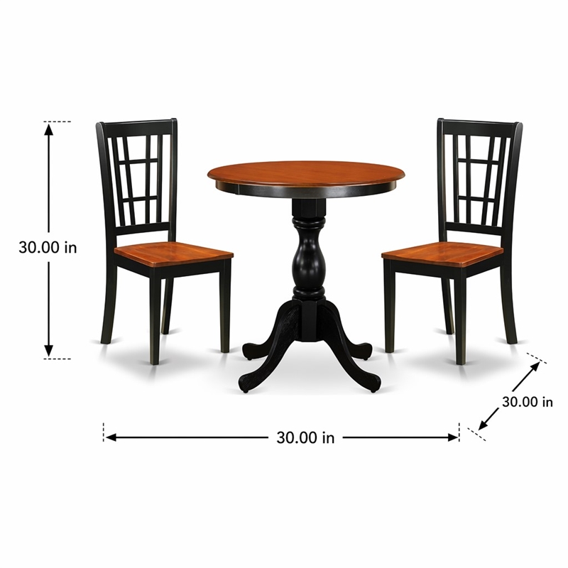 Pemberly Row 3-Piece Wooden Dining Table Set with Slatted Chairs