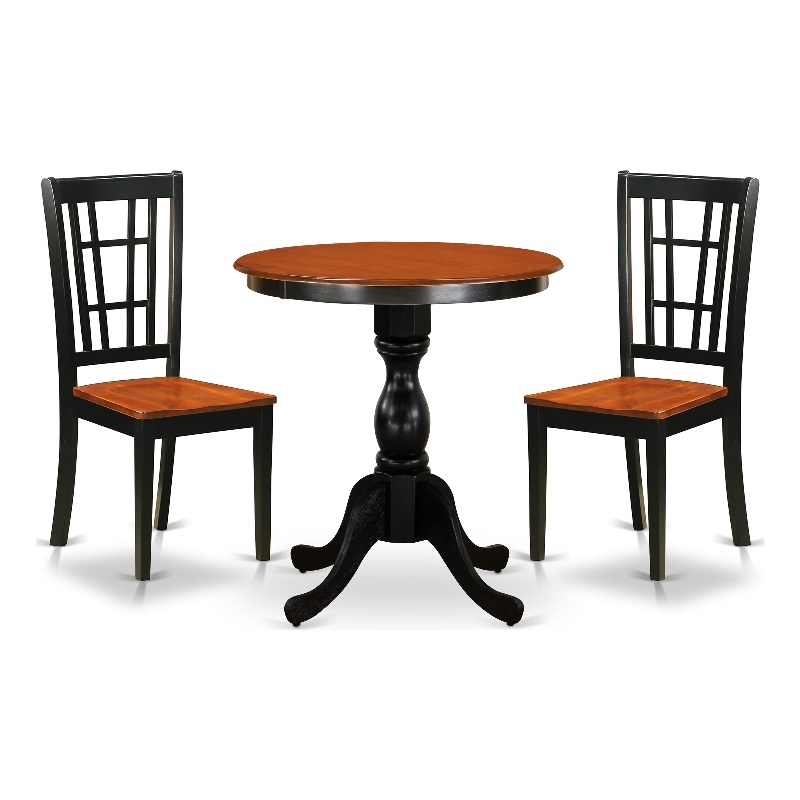 Pemberly Row 3-Piece Wooden Dining Table Set with Slatted Chairs