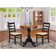 Pemberly Row 3-Piece Wood Dining Set with Ladder Back Chairs in Black & Cherry