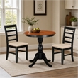 Pemberly Row 3-Piece Wood Dining Set with Ladder Back Chairs in Black & Cherry