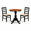 Pemberly Row 3-Piece Wood Dining Set with Ladder Back Chairs in Black & Cherry