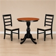 Pemberly Row 3-Piece Wood Dining Set with Ladder Back Chairs in Black & Cherry