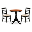 Pemberly Row 3-Piece Wood Dining Set with Ladder Back Chairs in Black & Cherry