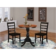 Pemberly Row 3-Piece Wood Dining Set with Ladder Back Chairs in Black & Cherry
