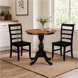 Pemberly Row 3-Piece Wood Dining Set with Ladder Back Chairs in Black & Cherry