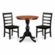 Pemberly Row 3-Piece Wood Dining Set with Ladder Back Chairs in Black & Cherry